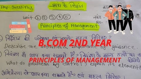 Principles of management B.com 2nd year Students Important Questions