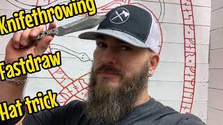Knife Throwing Challenge - AMAZING SPEED - Fastdraw Hat Trick all with samt hand!!!