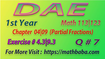 DAE 1st year Chapter 04|09 Exercise 4.3|9.3 Question 07