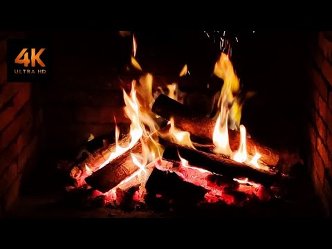 Best Fireplace With Crackling Fire Sounds 3 HOURS Without Music Fireplace 4K