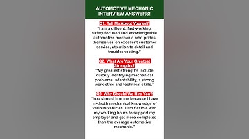 AUTOMOTIVE MECHANIC Interview Questions & Answers! #mechanic #jobinterview