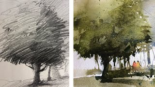 watercolor simple tree