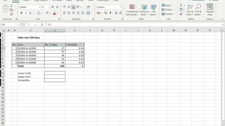 How to find probability in Excel