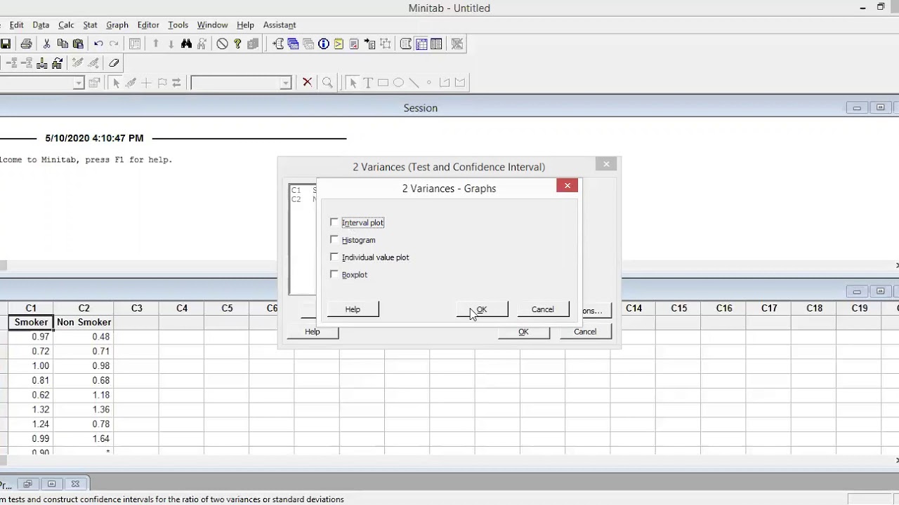 Two sample t test in minitab urdu youtube
