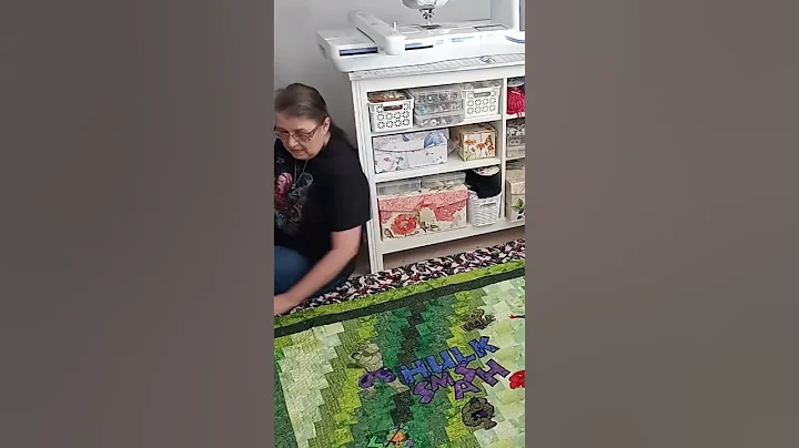 I made a Hulk quilt for my Grandson with designs f...