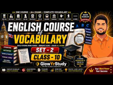 English Course of Vocabulary | Class - 10 | Set - 2 | By Aman Sir | Glowyrstudy