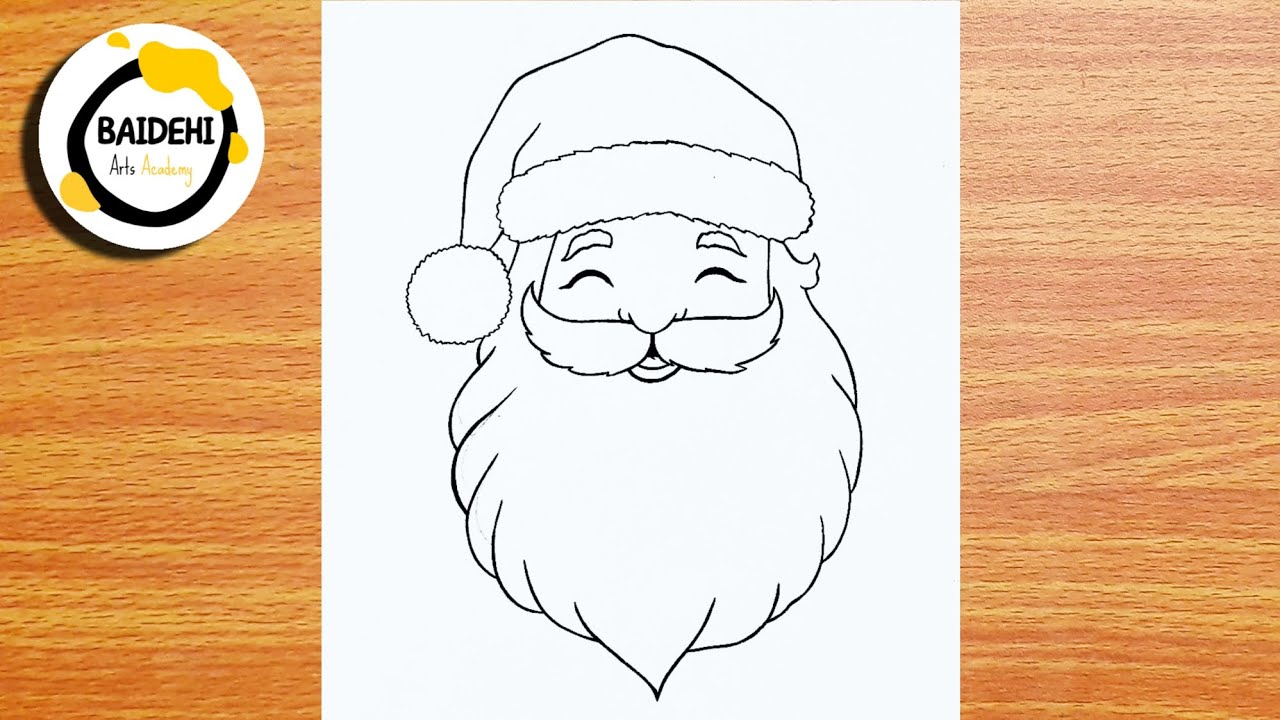 Простой рисунок Санта-Клауса | Счастливого Рождества 2025 | Рождественский рисунок карандашом