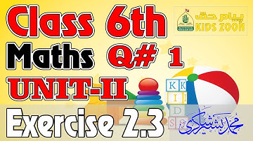 Class 6th Maths Unit 2 Exercise 2.3 Question#1 in اردو / हिन्दी - Punjab Textbook Board