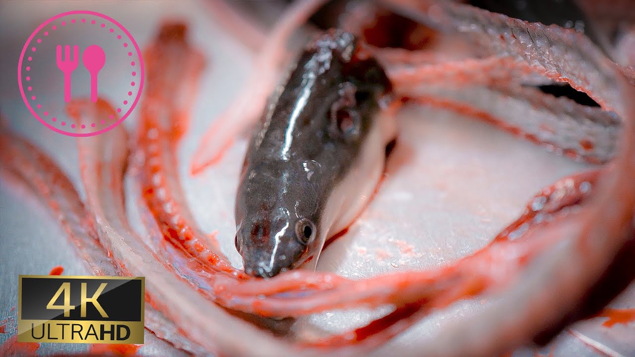 Японское специальное мастерство: Резка угря ~ Шариковая обработка ~ Гриль и ОРИГИНАЛЬНЫЕ 6 пазов