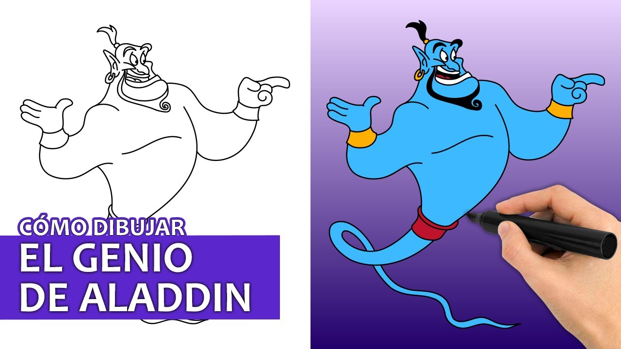 Cómo Dibujar Al Genio De Aladdin | Fácil Tutorial De Dibujo Paso A Paso -  YouTube