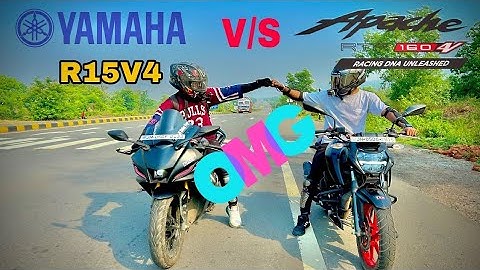 Apache 160 4V BS6 VS Yamaha R15 V4 😎 #yamahar15v4 #apache1604v #dragrace #biker