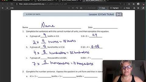 Eureka Math Grade 5 Module 1 Lesson 13 Exit Ticket