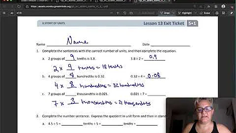 Eureka Math Grade 5 Module 1 Lesson 13 Exit Ticket