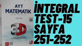 3D AYT MATEMATİK ÇÖZÜMLERİ BÖLÜM-11 TEST-15 BİREBİR ÖSYM (İNTEGRAL