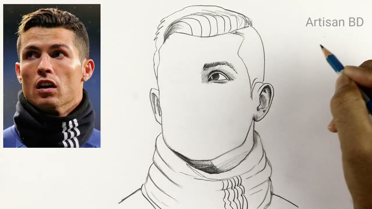 Рисунок Роналду | Как нарисовать Криштиану Роналду шаг за шагом | Простой набросок карандашом
