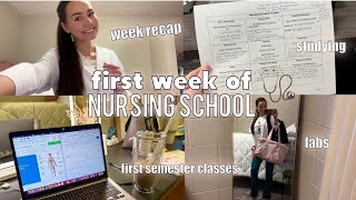 FIRST WEEK OF NURSING SCHOOL VLOG | first labs, studying, week recap…