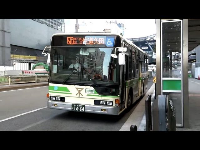 大阪市バス 26号系統 三菱 エアロスター 62-1664 あべの橋 - YouTube
