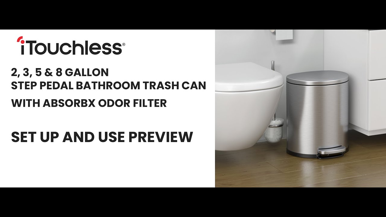 iTouchless 2 / 3 / 5 / 8 Gal Stainless Steel Step Trash Can with AbsorbX Odor Filter | Set Up & Use