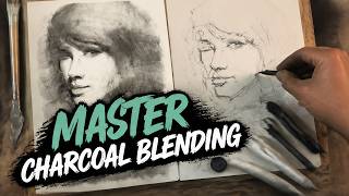 How to draw a realistic portrait with charcoal #portraitdrawing