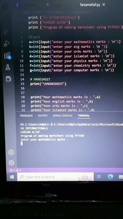 program for creating marksheet using python - YouTube