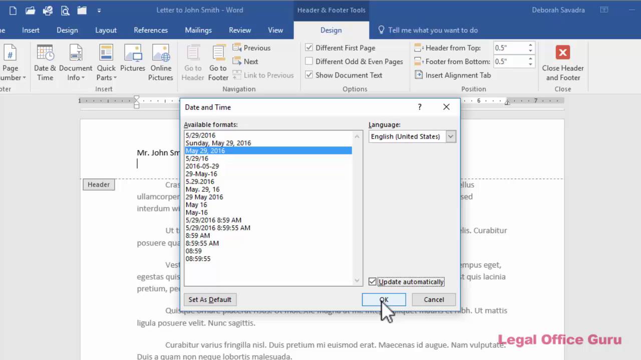 How To Insert A Header In A Letter In Microsoft Word 2016 YouTube How To Insert A Header In A Letter In Microsoft Word 2016 YouTube
