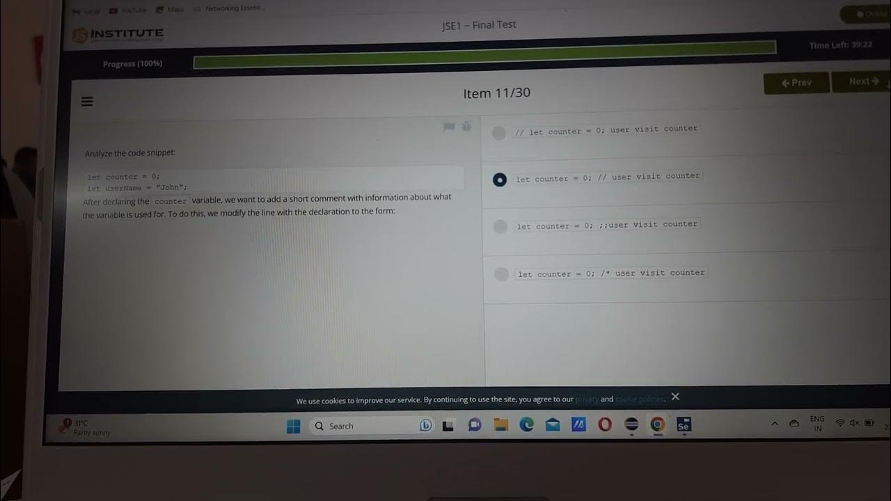 cisco Javascript module final test answers - YouTube