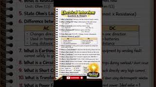 Most Asked Electrical Interview Questions with Simple Answers#ElectricalInterview #Electrical