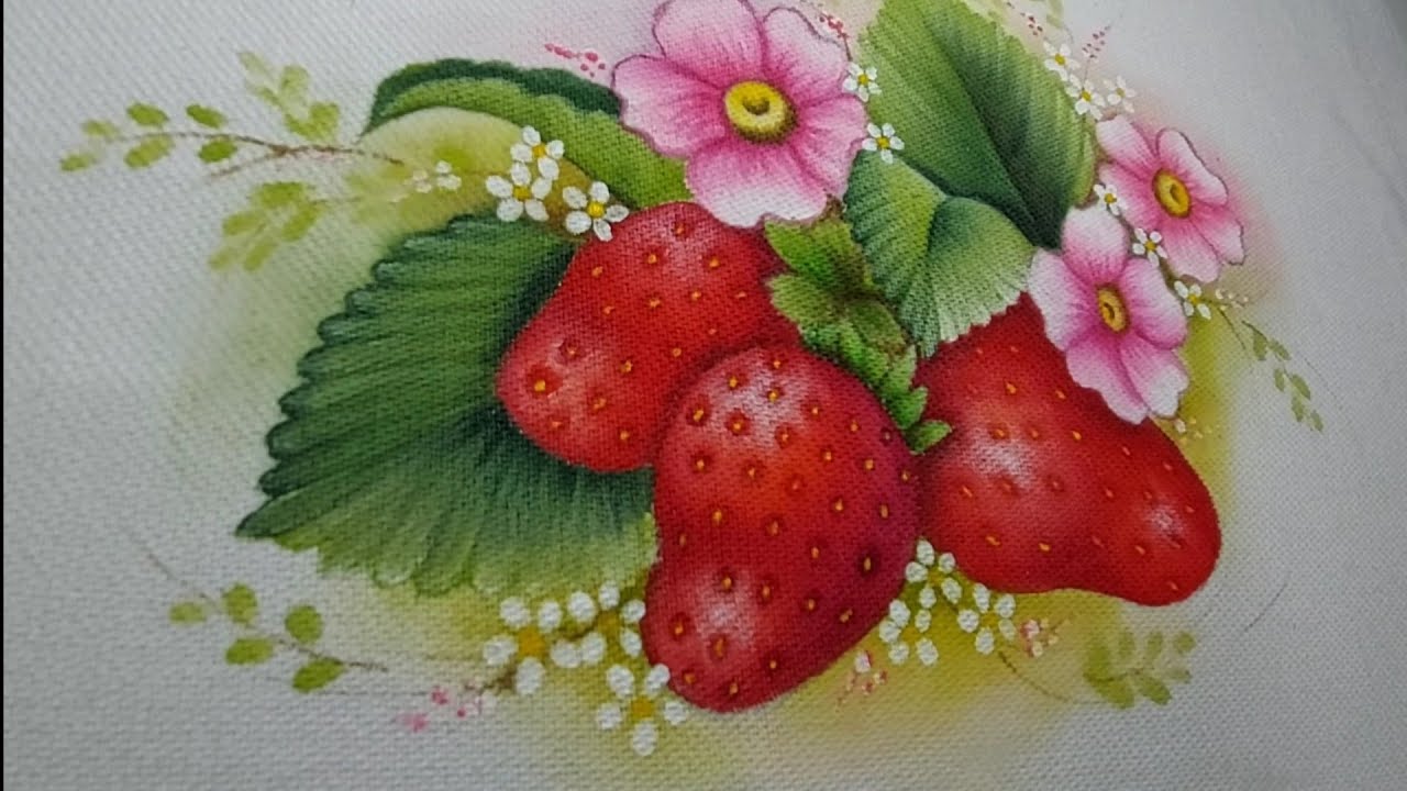 Como pintar morangos no tecido (vídeo completo)