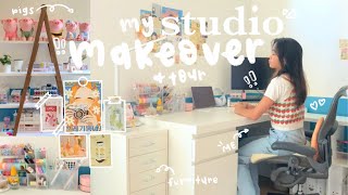 my studio makeover 🍰🌿🧺 [ikea, daiso, aliexpress haul + organizing stationery, ft. Yunzii]