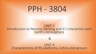 Introduction to syllabus unit 4 Remote sensing platform