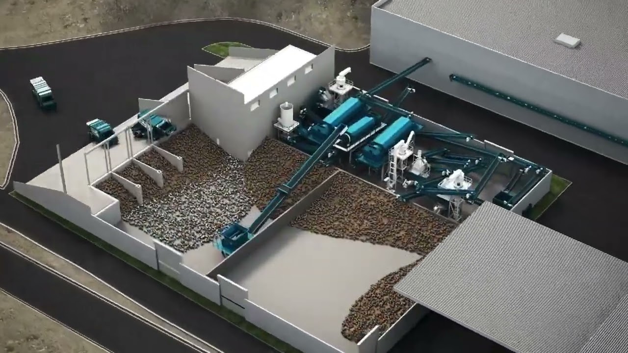 Reciclaje en planta · Animación de proceso 3D