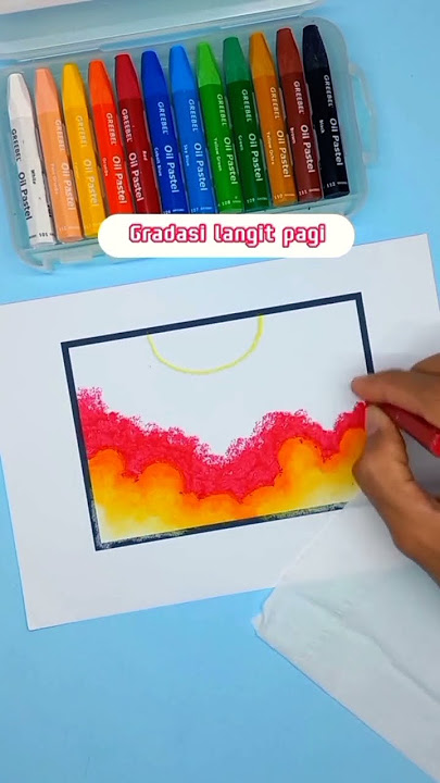 MEWARNAI LANGIT DENGAN CRAYON DI SORE HARI, GINI CARANYA! #art #drawing #crayon #trending #shorts