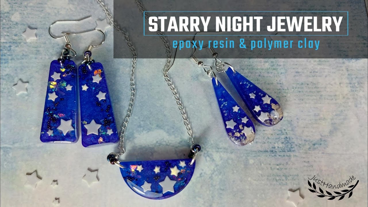 JustHandmade ~ Sparkling epoxy resin jewelry - tutorial / mica powder,  iridiscent flakes, microbeads 