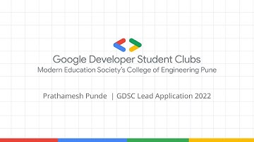 [SELECTED] Google Developer Student Clubs (GDSC) Lead Application 2022 | Prathamesh Punde