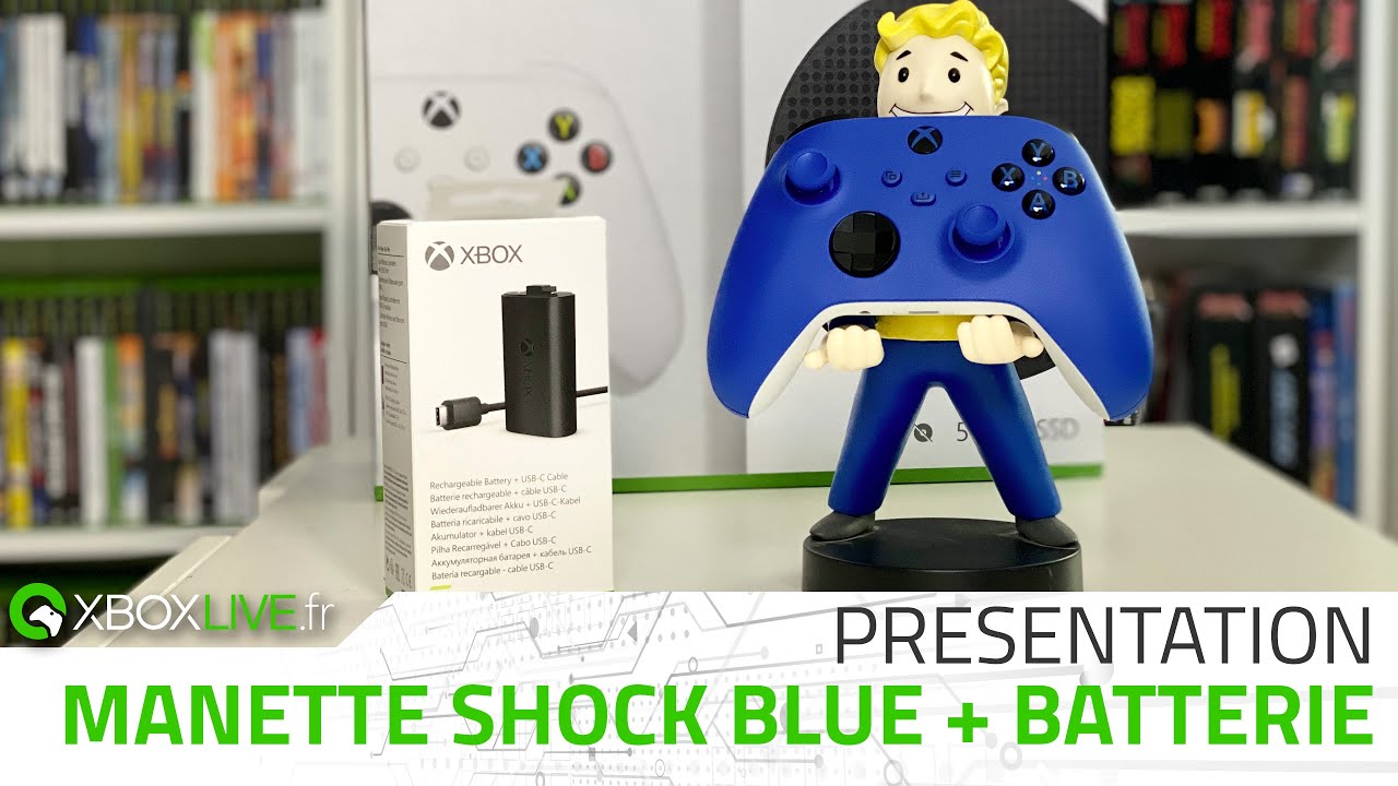 TECH Xbox Series  Présentation de la manette Shock Blue et de la batterie  rechargeable 