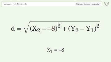 Find the distance between two points p1 (-8,7) and p2 (-8,-5): Step-by-Step Video Solution