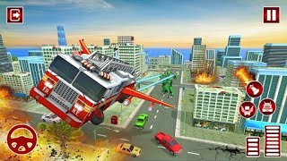 Flying Fire Truck - robot fire truck Android gameplay #1 screenshot 5