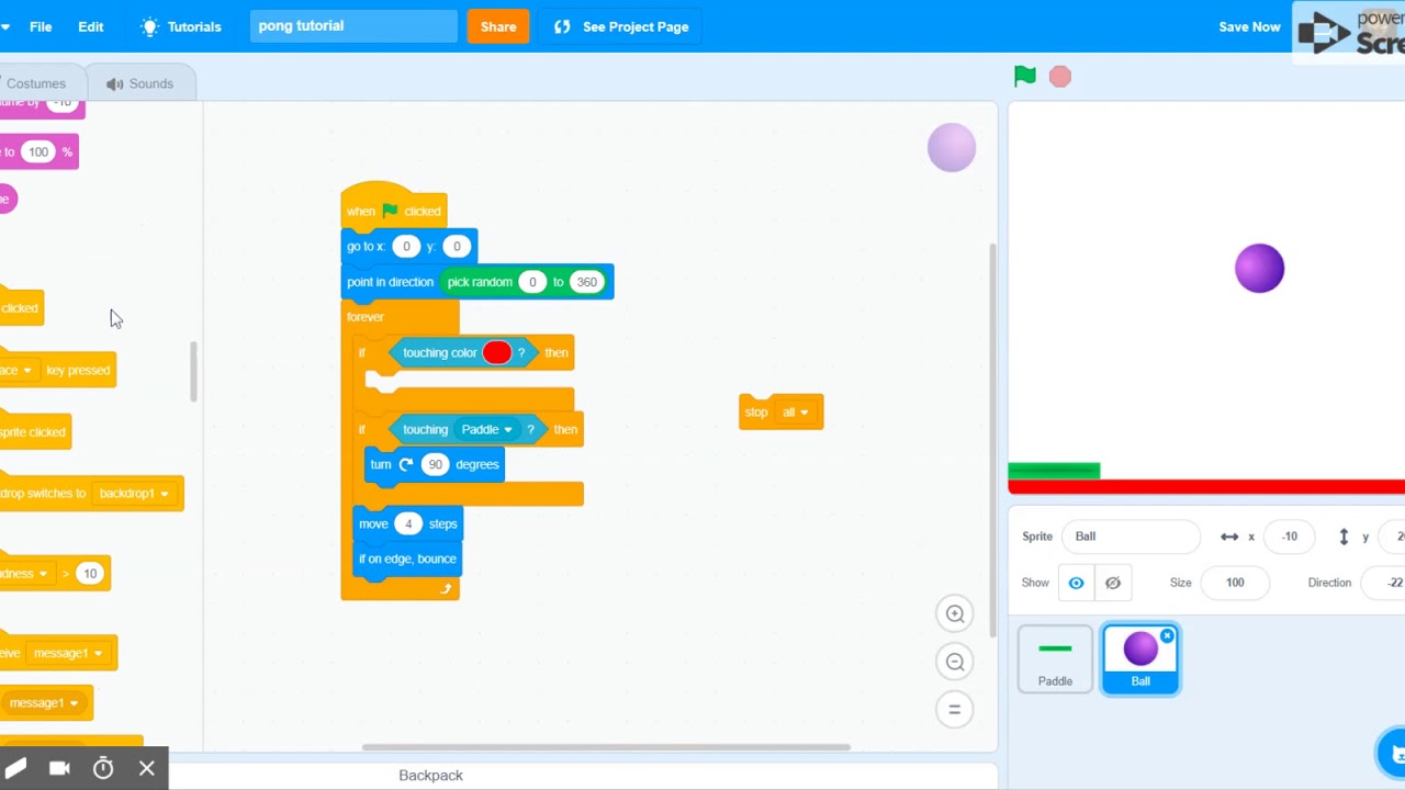 How to Make a Pong Game in Scratch