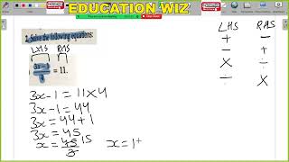 Solve the following Equations (3x + 1)/4 = 11 | Solve (3x + 1)/4 = 11 | Solve (3x + 1) upon 4 = 11