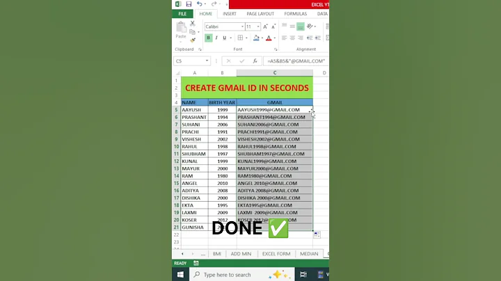 💯top secret trick for make #gmail in #excel #microsoftoffice #trending #exceltips #ytshorts #trend
