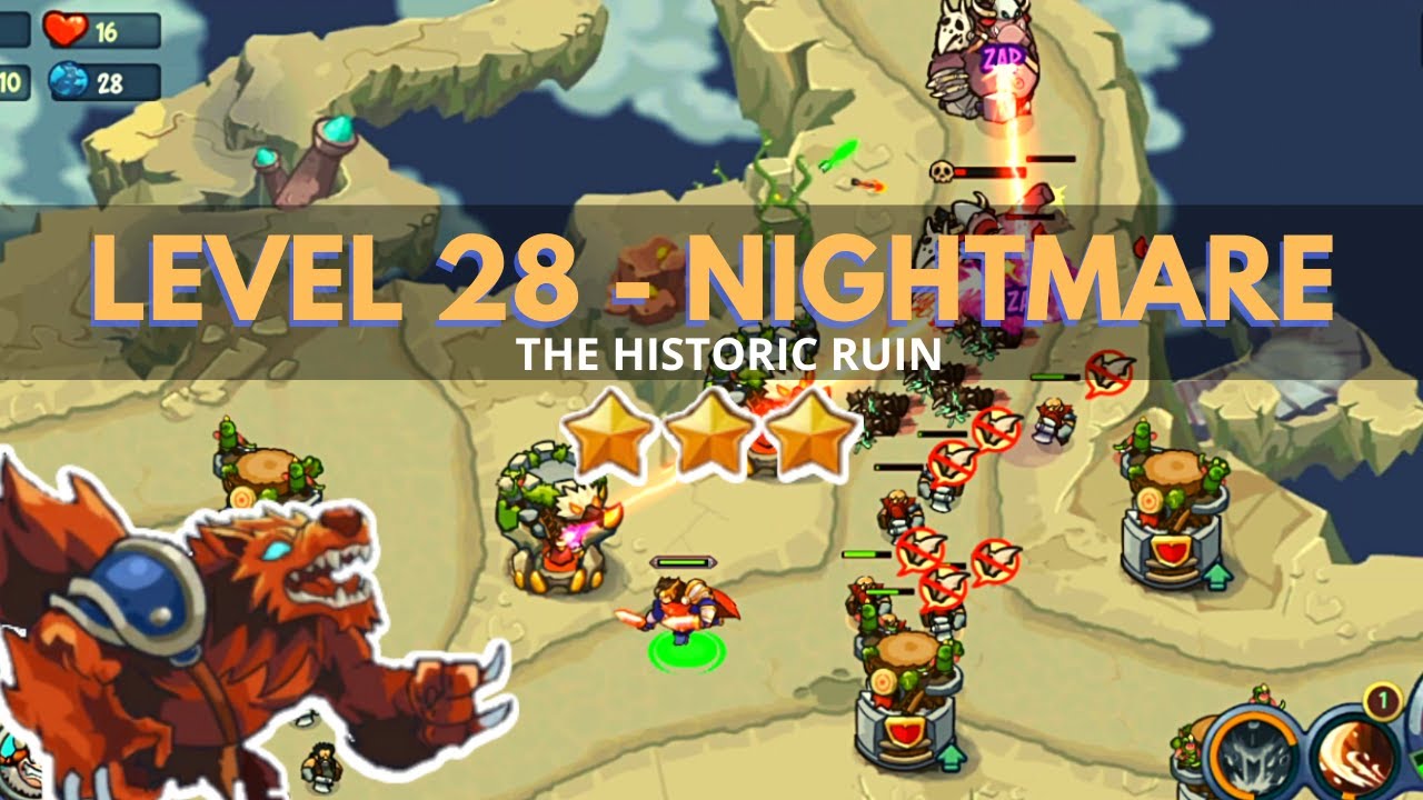 King of Defense: Level 28 NIGHTMARE / THE HISTORIC RUIN / with basic heroes