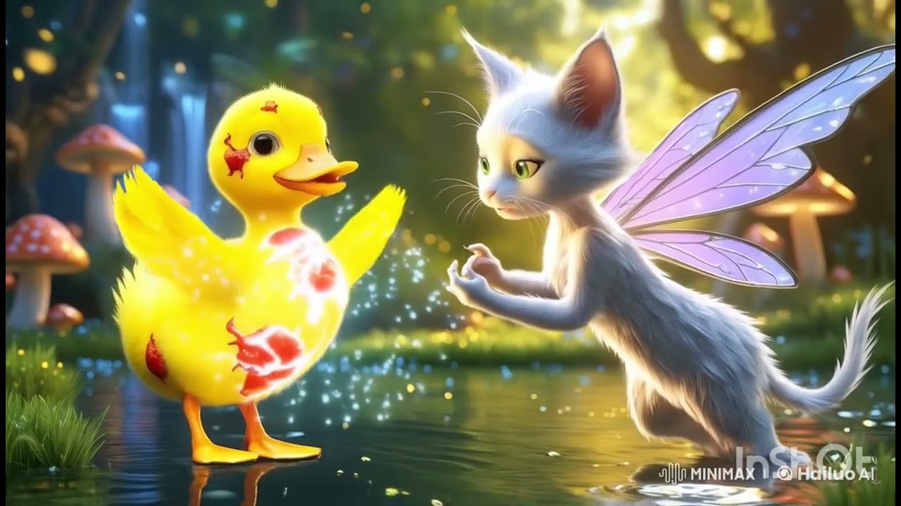 ছোট্ট হাঁসের ছানা এবং পরী বিড়াল। 