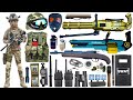 Special police weapon toy set unboxing, Gatling machine gun assembly, AWM sniper gun, Glock pistol