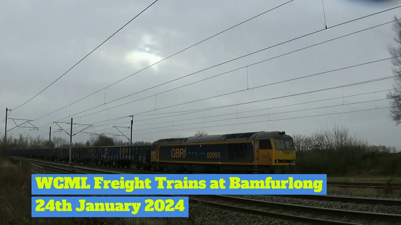 Wcml Container Train WCML Freight Trains at Bamfurlong - 24th January 2024 - YouTube