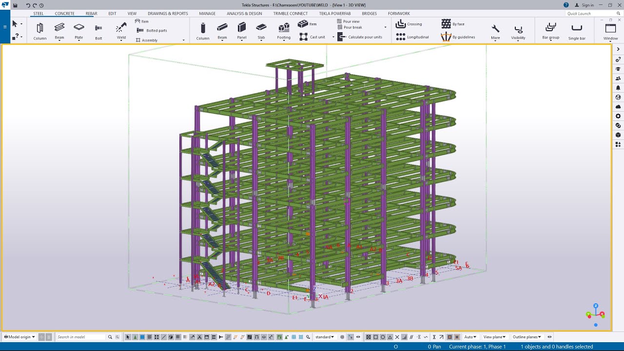 How to create steel beam in Tekla Structures - YouTube