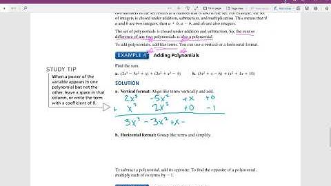 2.1 Adding and Subtracting Polynomials (Video #4)