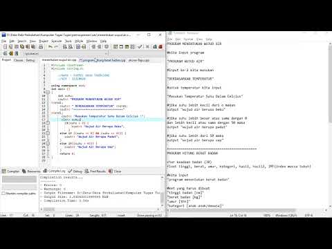 program C++ (air,berat badan,ukuran baju)