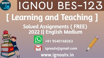 IGNOU BES-123 Solved Assignment 2022 [FREE] || IGNOU BEd || IGNOU TV || IGNOU ||