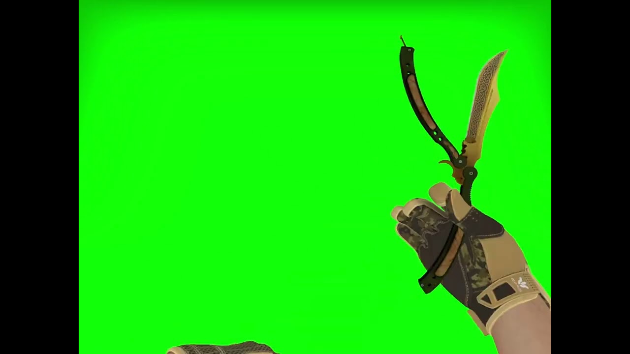 CSGO Knife Greenscreen - Butterfly lore and Arid sport gloves Chroma Key POV