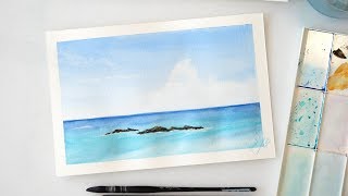 watercolor beginners watercolour sea sky seascape tutorial tutorials